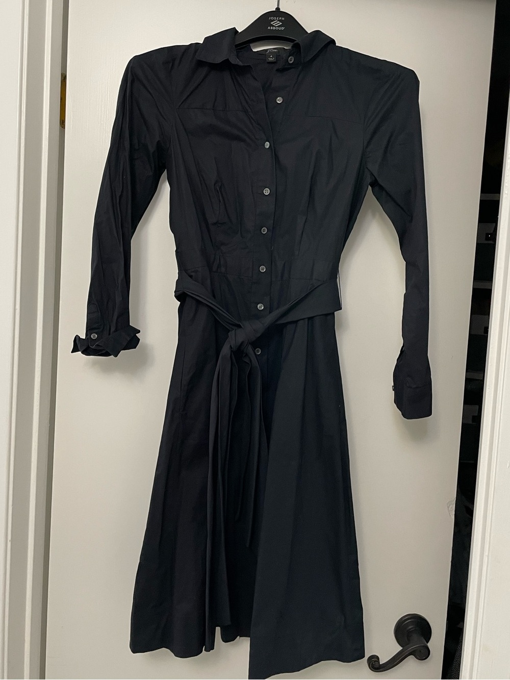 J Crew Black Shirt Dress with Tie Waist, size 4